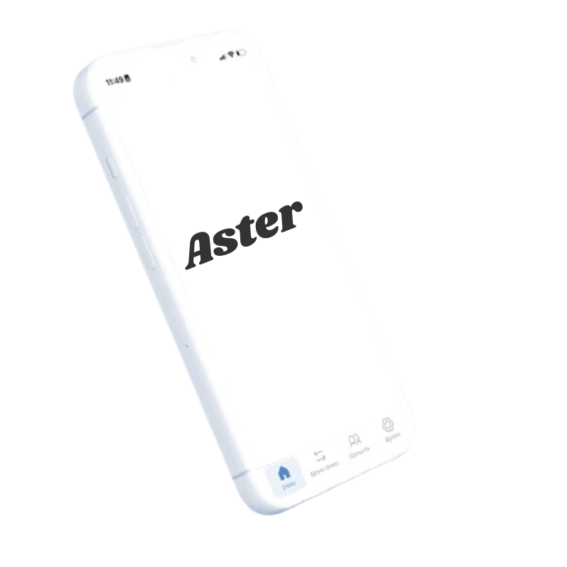 A phone with the Aster app open