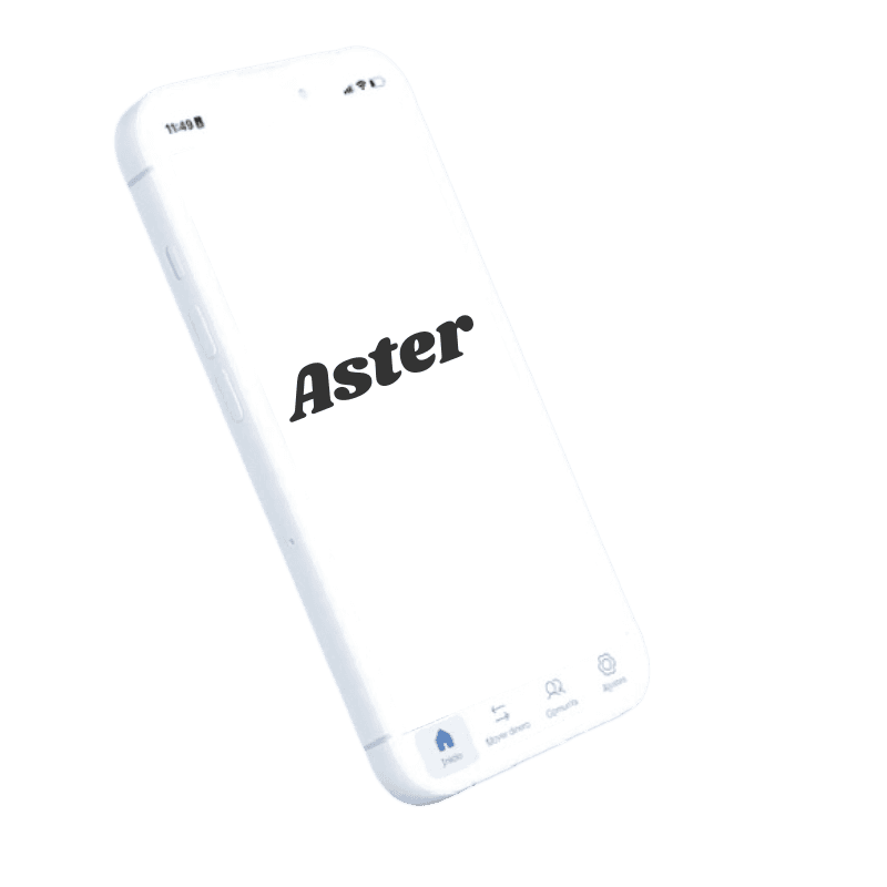 A phone with the Aster app open