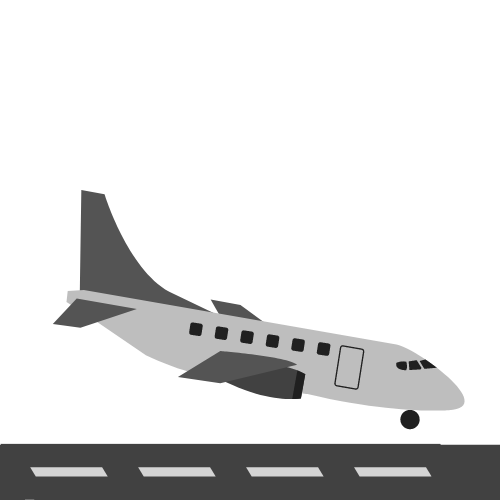 A graphic of a plane landing