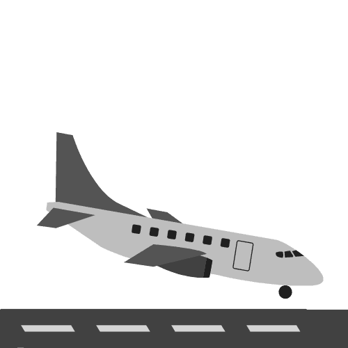 A graphic of a plane landing